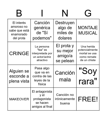 DISNEY CHANNEL MOVIE BINGO Card