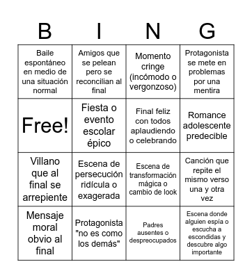 Disney Channel Bingo Card