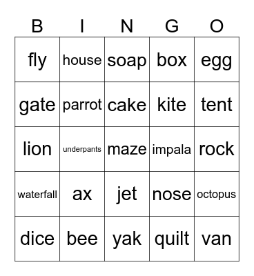 ABC Bingo Card