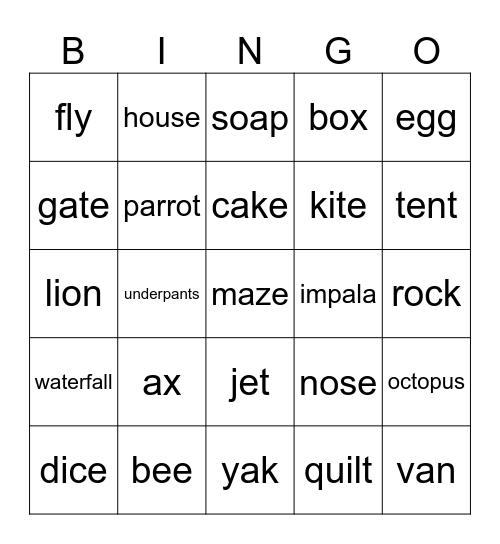 ABC Bingo Card