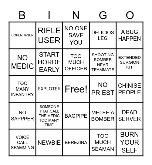 GUTSANDBLACKPOWDER Bingo Card