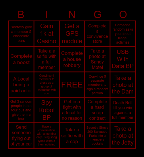 BRATVA BINGO Card