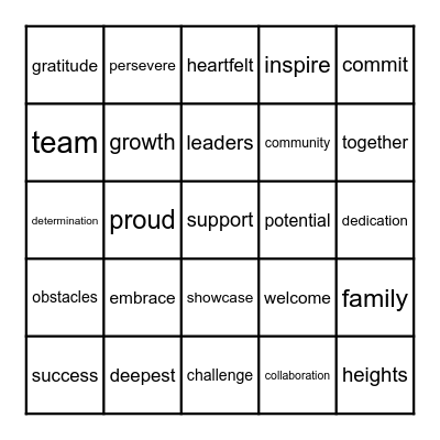 End of Year Bingo Card