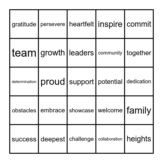 End of Year Bingo Card