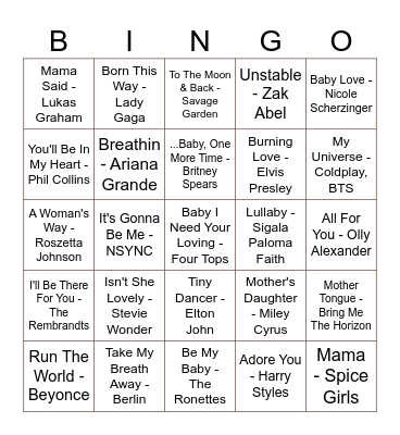 Maria's Babyshower Bingo Card