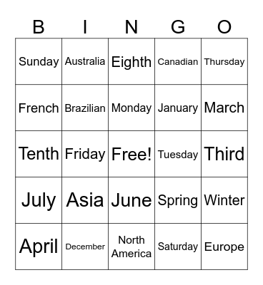 Bingo! Bingo Card