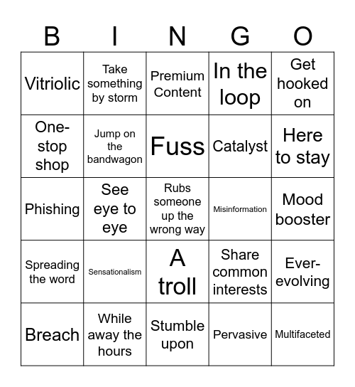 Vocabulary Bingo Card