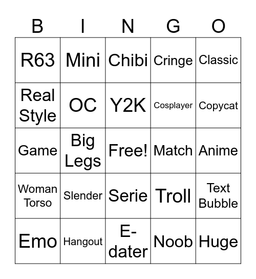 Catalog avatar creator bingo Card