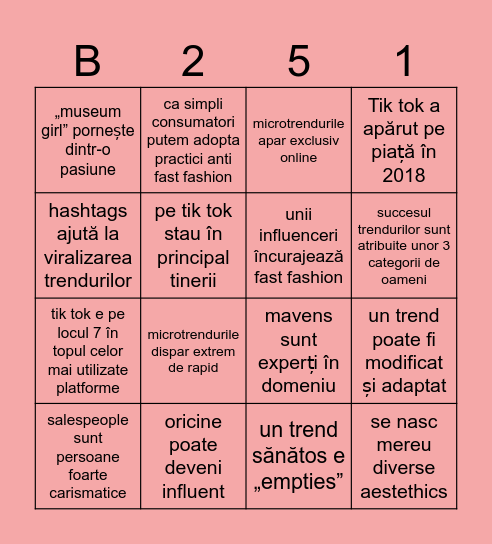 Trends & microtrends Bingo Card