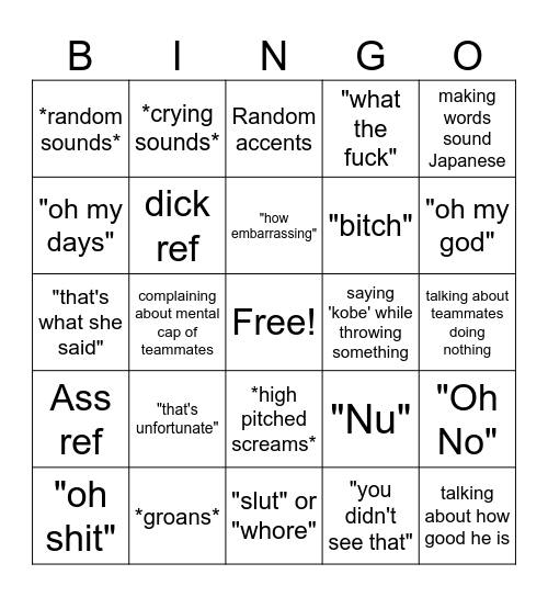 BF Bingo Card