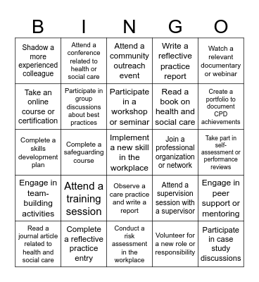 CPD Bingo Card