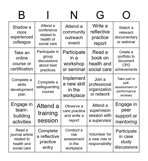 CPD Bingo Card