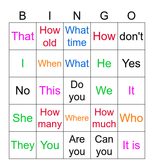 Bingo #２ Bingo Card