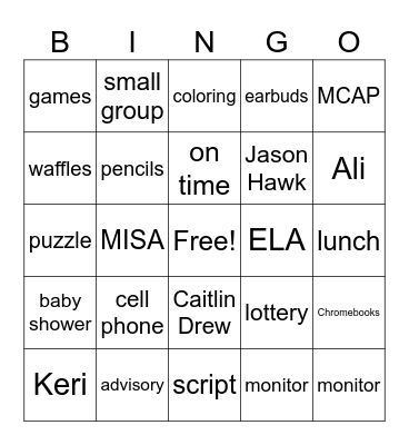 State Testing for Teachers Bingo Card