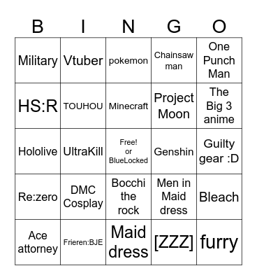 Anime con Bingo Card