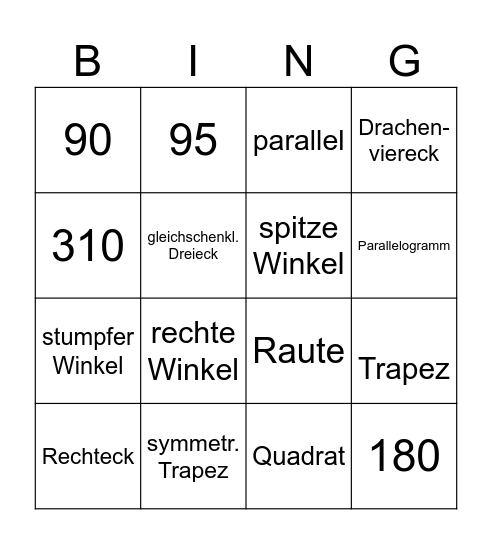 Geometrie Bingo Card