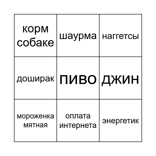 Донаты Эвана Bingo Card