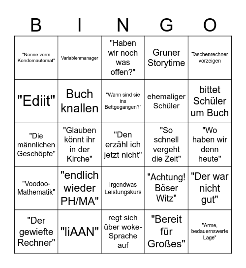 Gruner Bingo Card