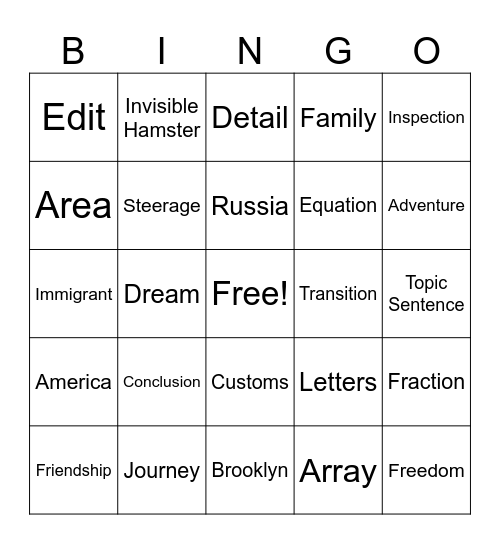 Untitled Bingo Card