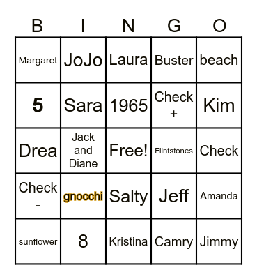 Amy's 60th Birthday Bingo Card