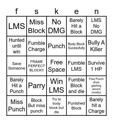 Forsaken Guest Bingo Card