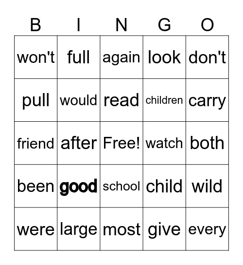 Sight Word Extension Level Bingo Card