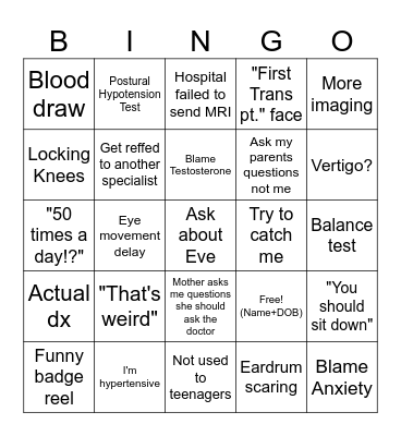 Neurology Bingo Card Bingo Card
