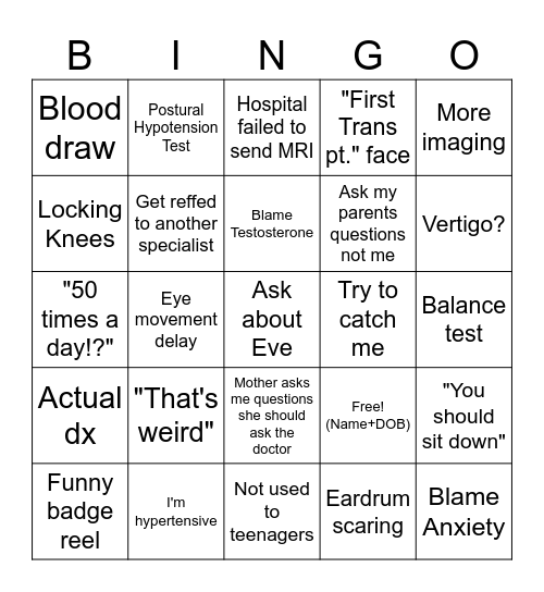 Neurology Bingo Card Bingo Card