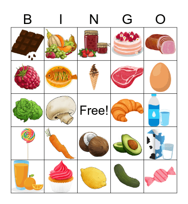 la nourriture Bingo Card