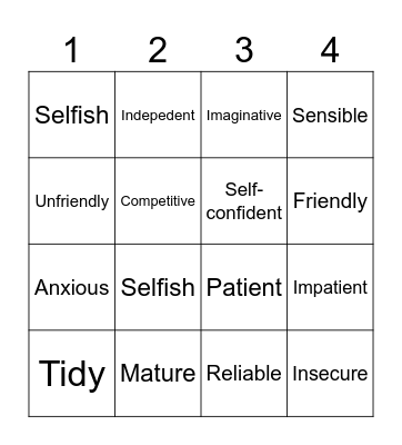 VOCABULARY REVIEW Bingo Card