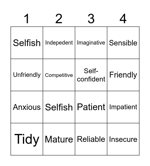 VOCABULARY REVIEW Bingo Card