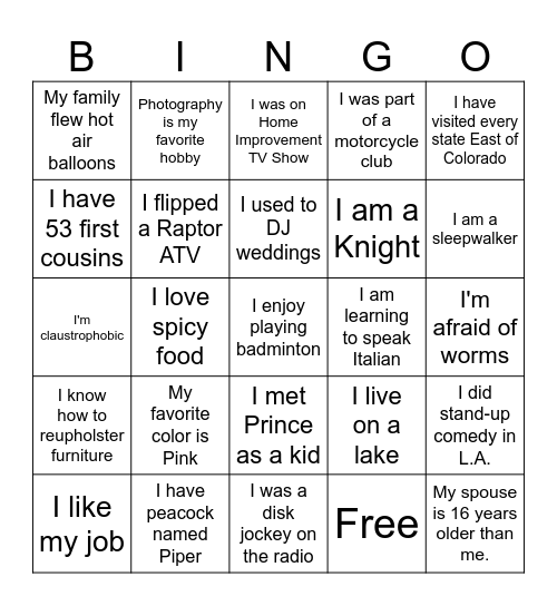 Youth Team Trivia Bingo Card