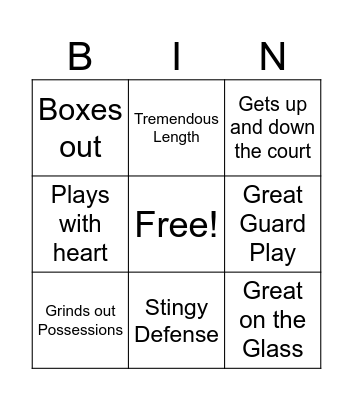 Tissy Bingo Card