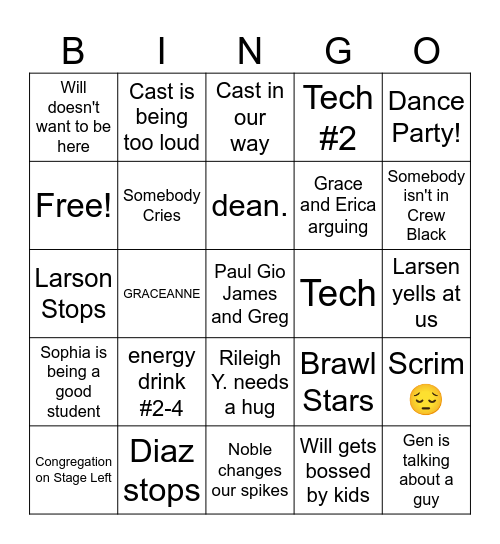 Crew Bingo Shrek '25 Bingo Card