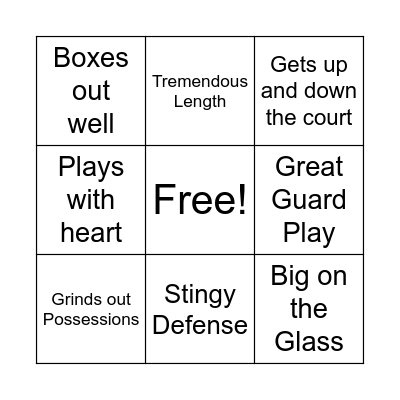 Tissy Bingo Card