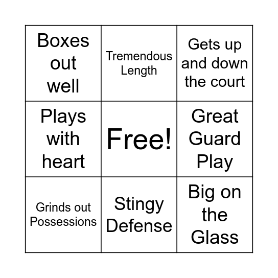 Tissy Bingo Card