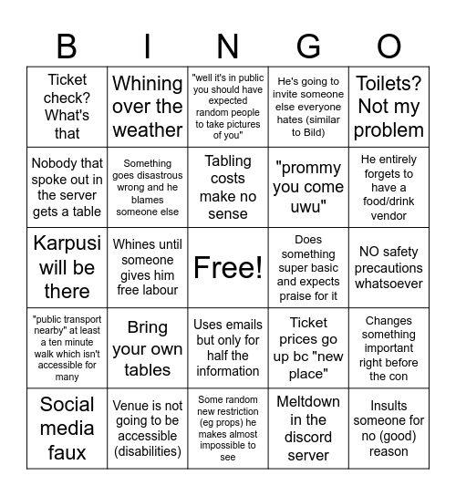Summer Biju Bingo Card