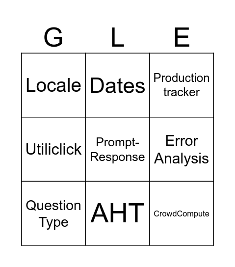 Gemini LE Bingo Card