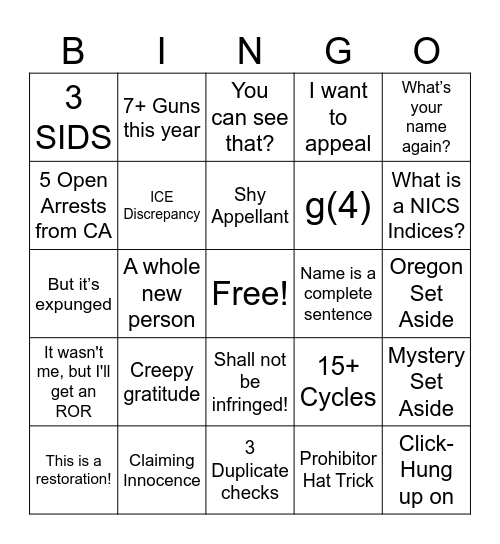 ROS Bingo Card