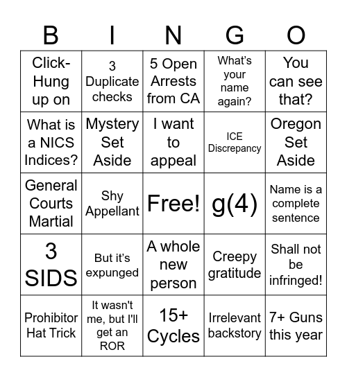 ROS Bingo Card