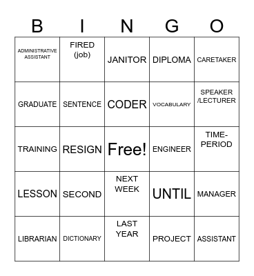 ASL 1 - Unit 6 Bingo Card