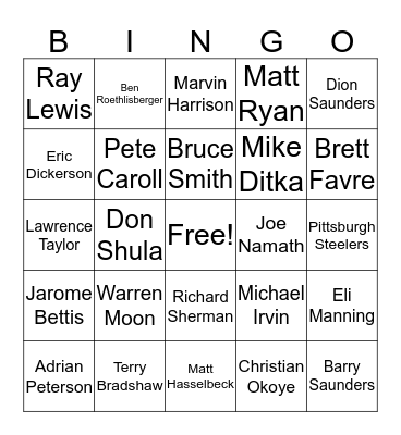 B's NFL Bingo Card