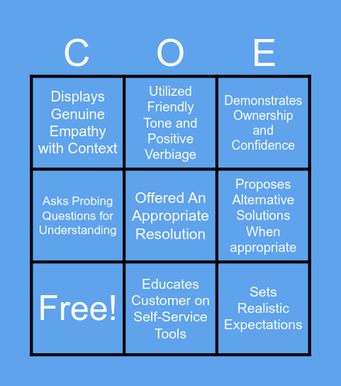 QA Expectations Bingo Card