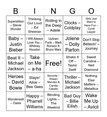Muziekbingo Card