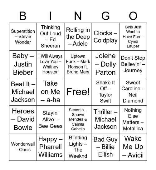 Muziekbingo Card