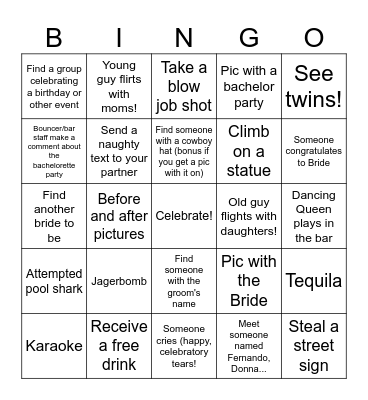 Tanya's Bachelorette! Bingo Card