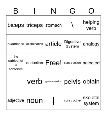 Intensive Reading Bingo Card