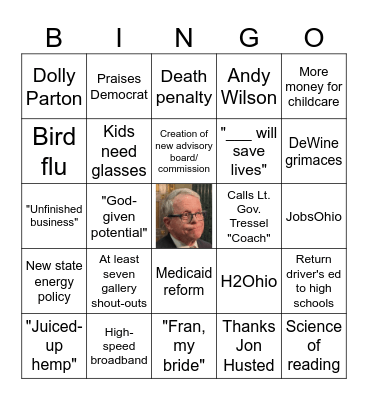 2025 State of the State Bingo Card