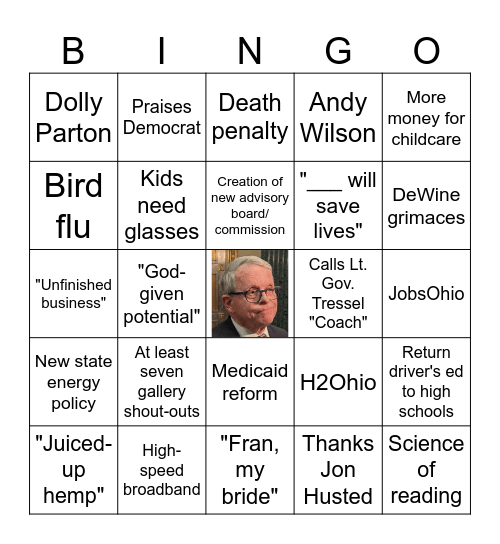 2025 State of the State Bingo Card