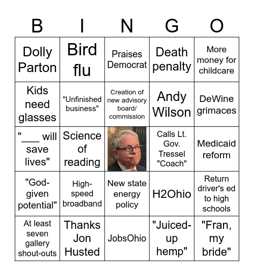 2025 State of the State Bingo Card